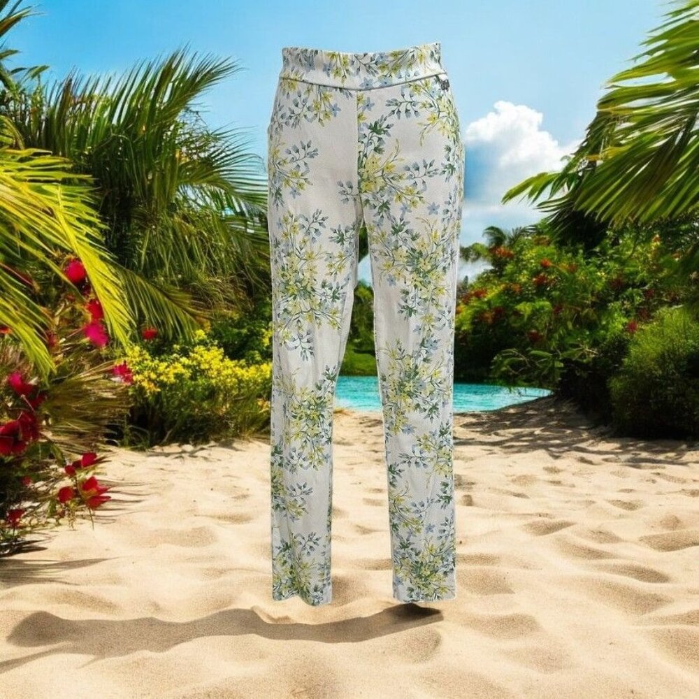 Calvin Klein Floral Print Pants XS Casual Summer Beach Elegant Vacation‎ Boho
